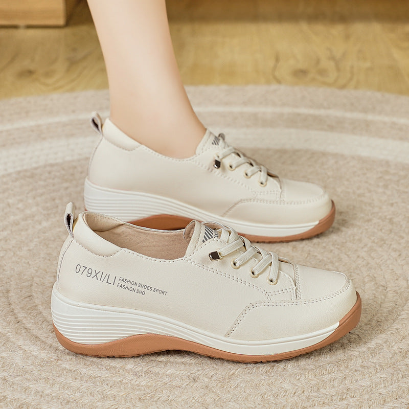 Leather platform shoes