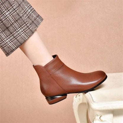 botas de cuero suave con punta redonda - MxZap