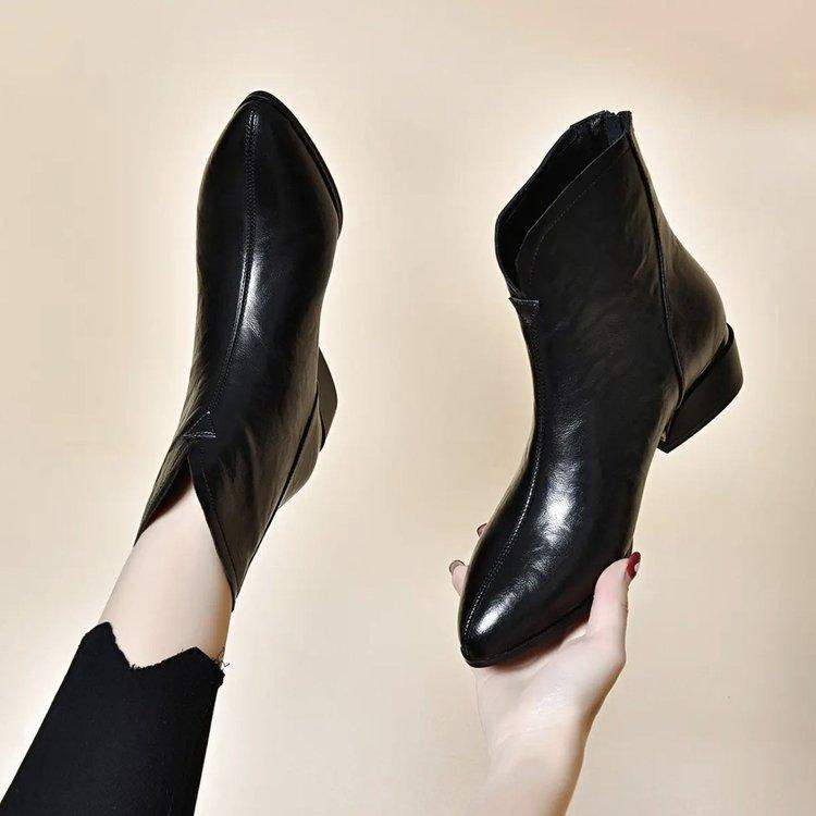 Botas mom de piel suave con tacón grueso - MxZap