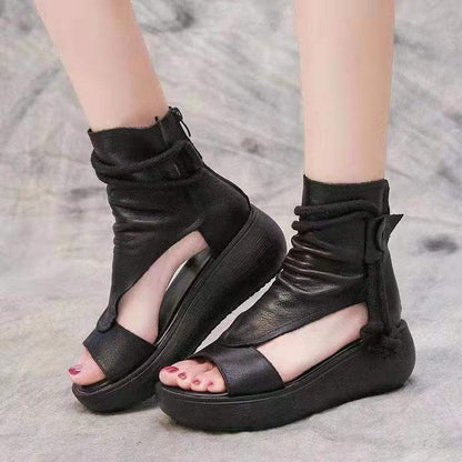 Zapatos de punta abierta con plataforma romana