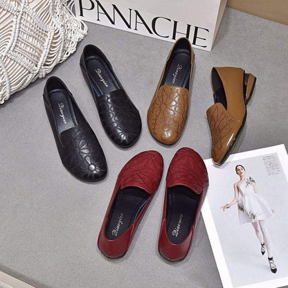 Zapatos de piel con tacón bajo bordados - MxZap
