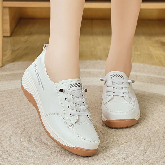 Leather platform shoes