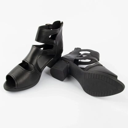 Sandalias romanas de piel suave con boca de pez