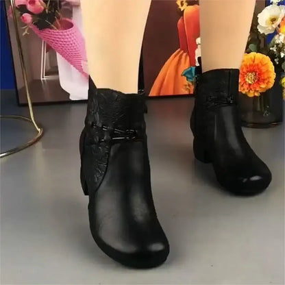 Retro block-heel ankle boots