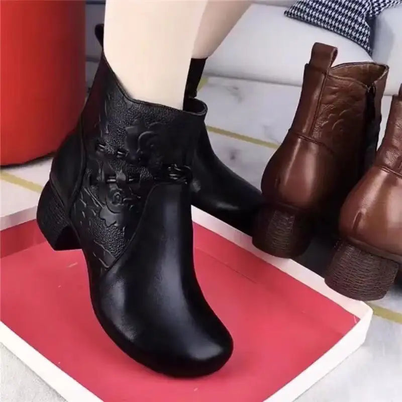 Retro block-heel ankle boots