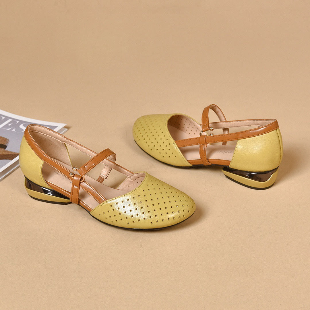 tacones bajos cuero genuino