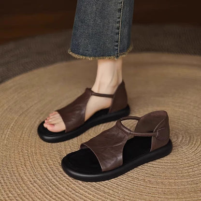 Sandalias casuales de piel estilo retro