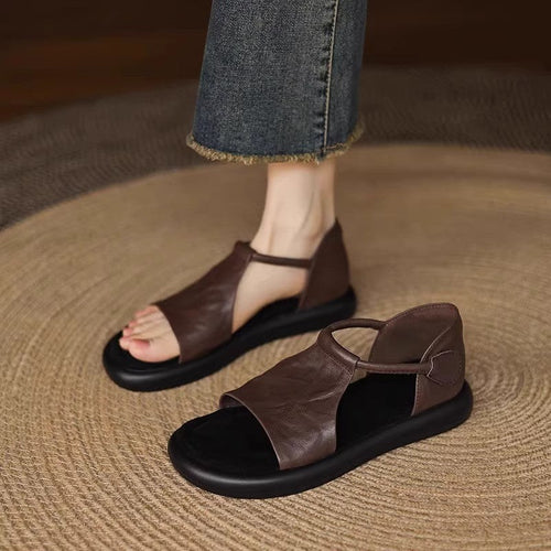Sandalias casuales de piel estilo retro