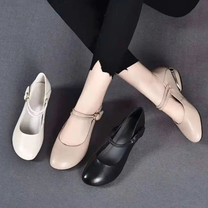 Zapatos de piel sencillos de tacón