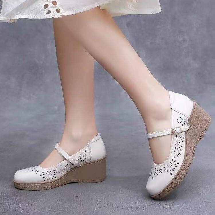 Platform sandals with cutouts