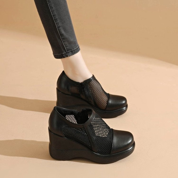 Sandalias de cuña de malla transpirable