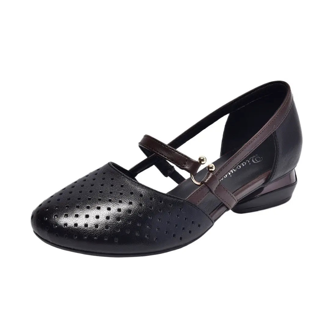 tacones bajos cuero genuino