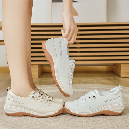 Leather platform shoes