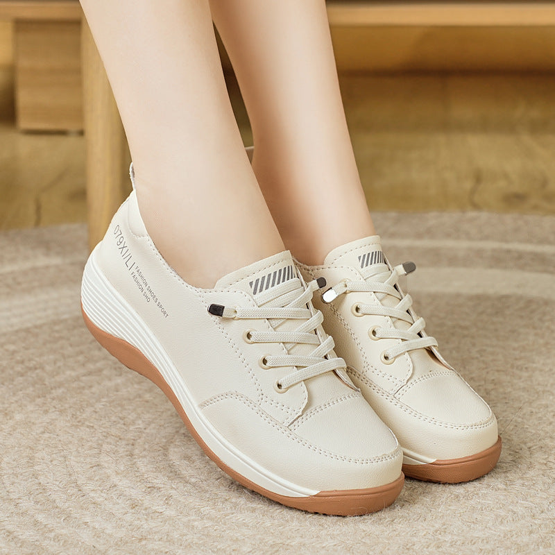 Leather platform shoes