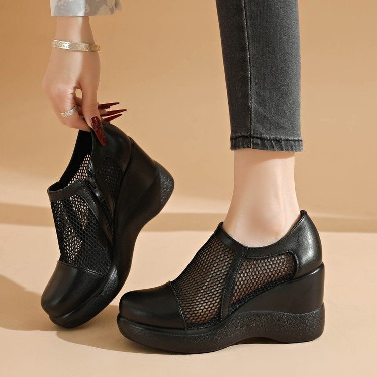 Sandalias de cuña de malla transpirable