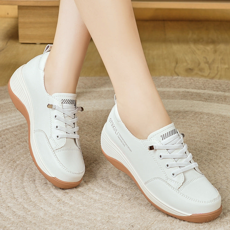Leather platform shoes