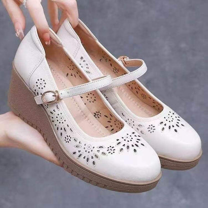 Platform sandals with cutouts