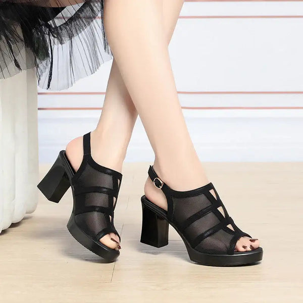 Tacones altos de malla