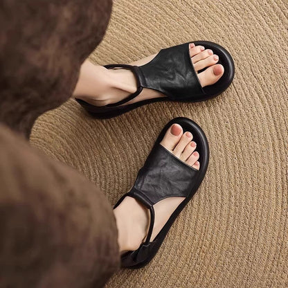 Sandalias casuales de piel estilo retro