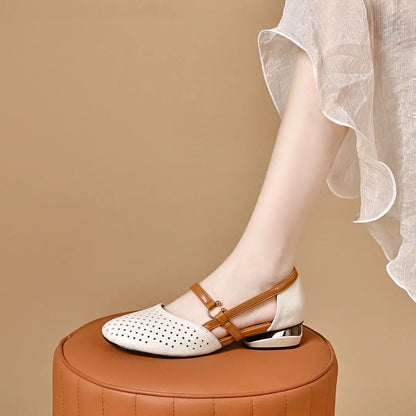 tacones bajos cuero genuino