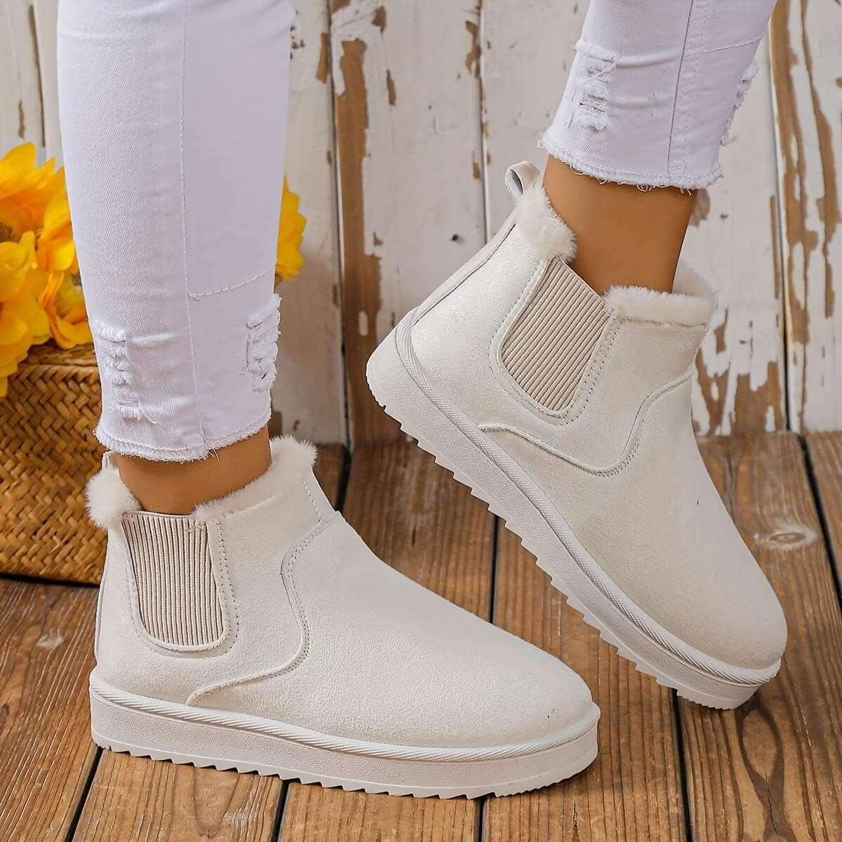 botas de nieve de lana para mujer