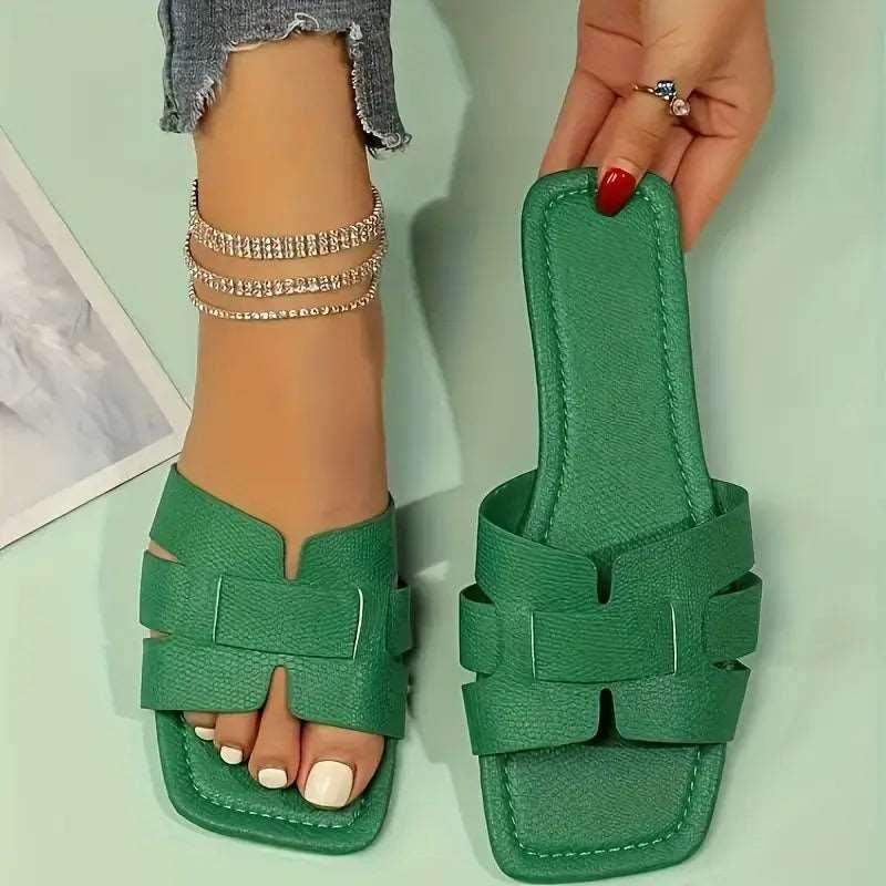 Chanclas planas de banda única para mujer