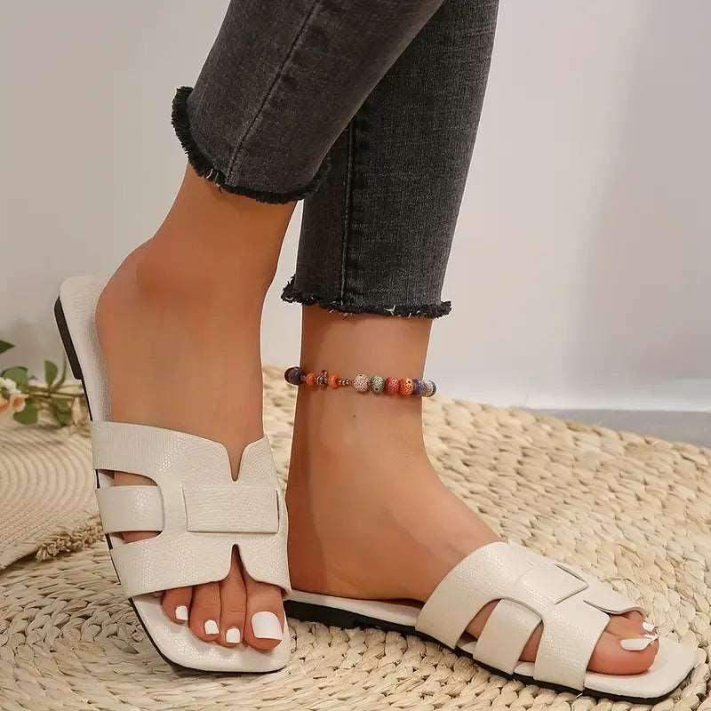 Chanclas planas de banda única para mujer