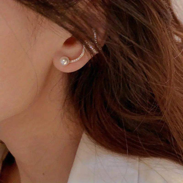 Pendientes de perlas de imitación de aguja de plata 925 - MxZap