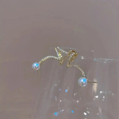Pendientes de perlas de imitación de aguja de plata 925 - MxZap