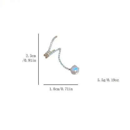 Pendientes de perlas de imitación de aguja de plata 925 - MxZap