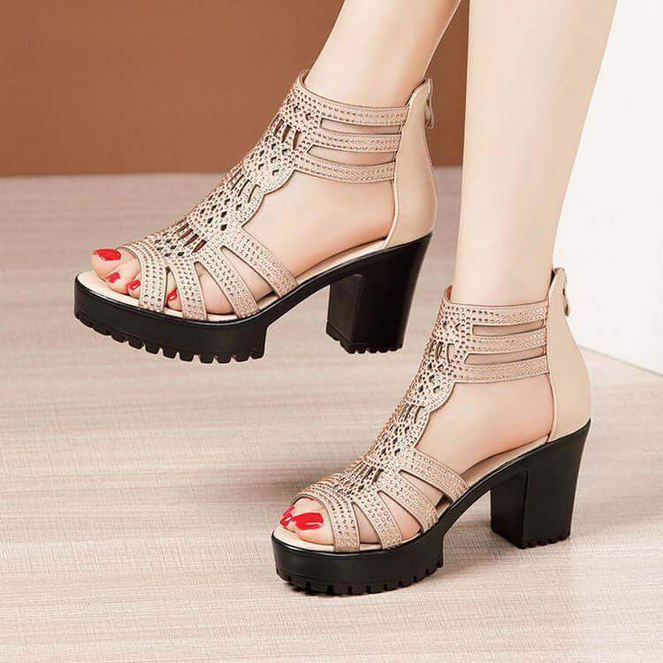 sandalias de tacón alto hueco - MxZap