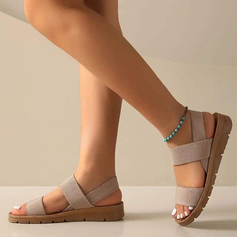 Sandalias elásticas con punta abierta y sin cordones para mujer - MxZap