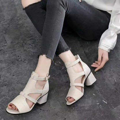 Sandalias romanas tacón alto boca pez - MxZap