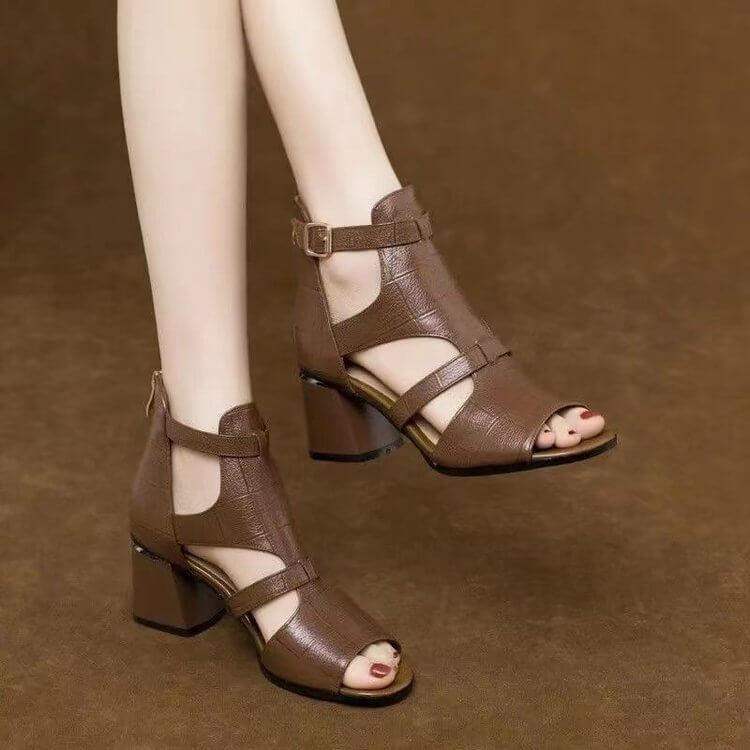 Sandalias romanas tacón alto boca pez - MxZap