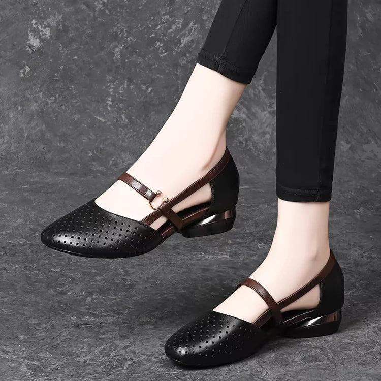 tacones bajos cuero genuino - MxZap