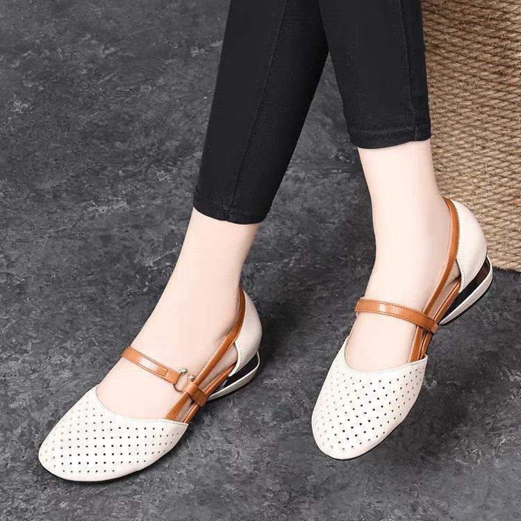 tacones bajos cuero genuino - MxZap