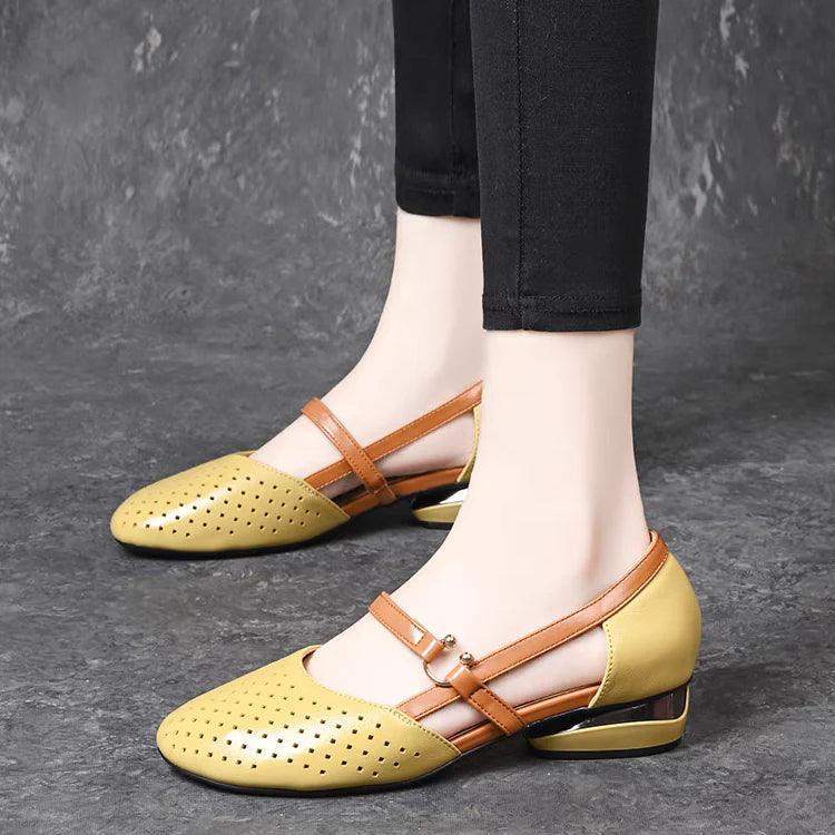 tacones bajos cuero genuino - MxZap