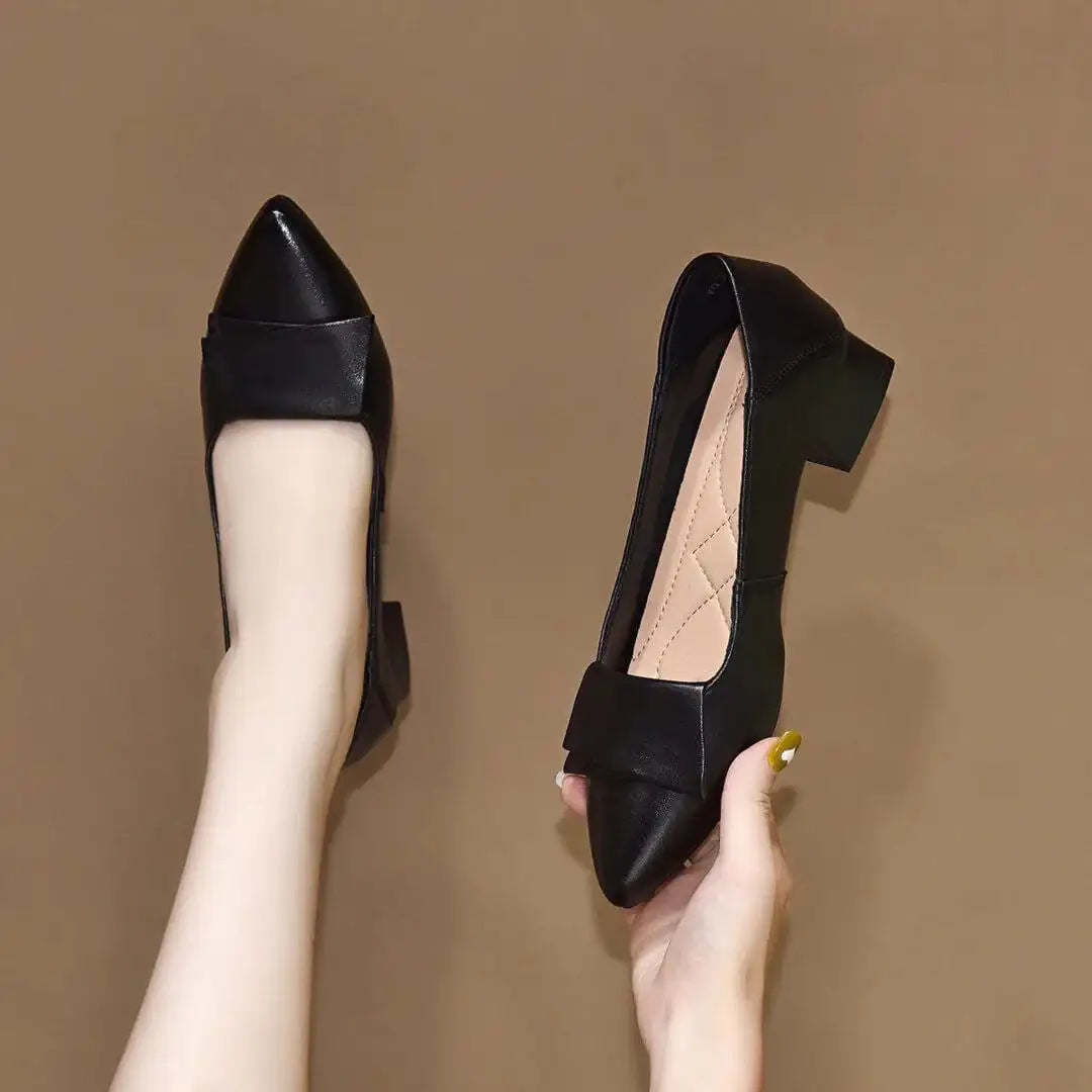 tacones bajos de cuero - MxZap