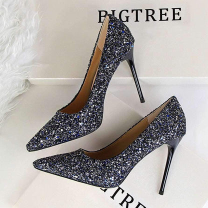 zapatos de boda de tacón alto brillantes